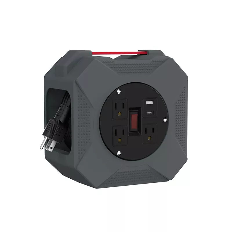 3 розетки Usb2.4a пластикова котушка для шнура 45 футів 3 розетки Usb2.4a пластикова котушка для шнура 45 футів