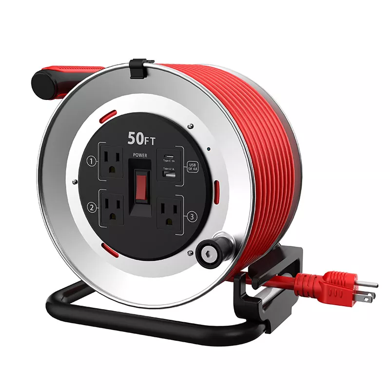 3 розетки Usb4a Котушка для металевого шнура 50 футів
